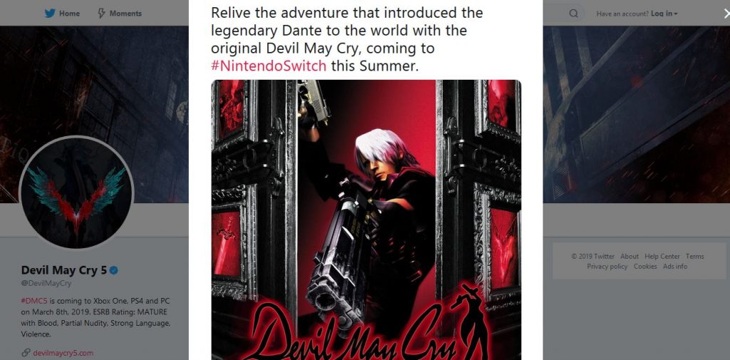 Devil May Cry 5 tweet