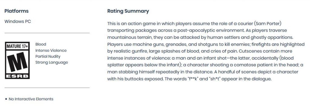 death stranding esrb