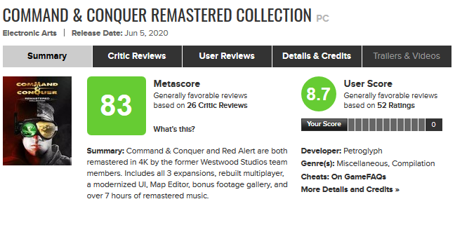 command and conquer remastered meta