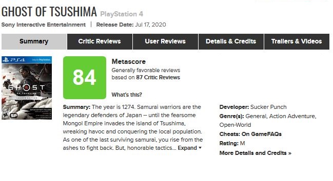 ghost of tsushima meta
