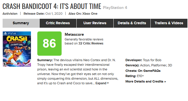 Crash Bandicoot 4 It's About Time Meta