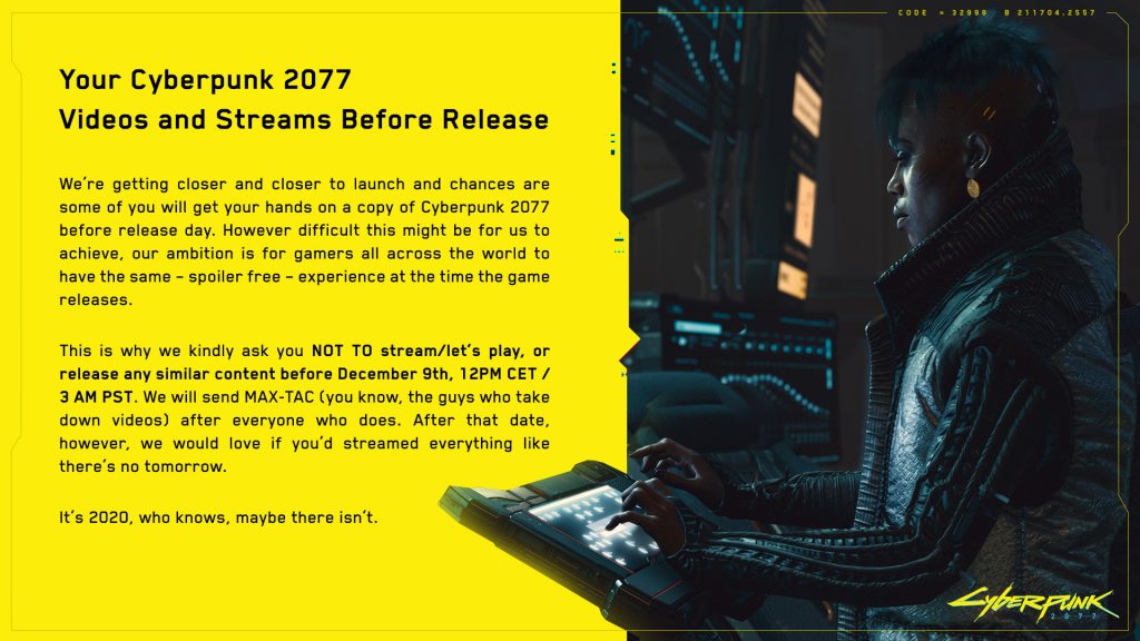 بیانیه بازی Cyberpunk 2077