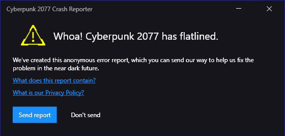 رفع ارور Whoa! Cyberpunk 2077 has flatlined