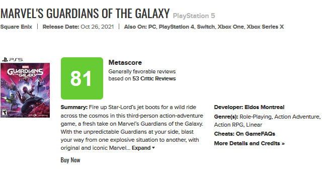 نقد بازی Marvel's Guardians of the Galaxy