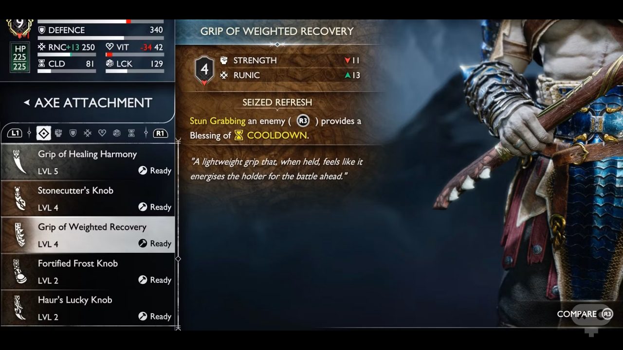 افزونه سلاح Grip of Weighted Recovery بازی God of War Ragnarok