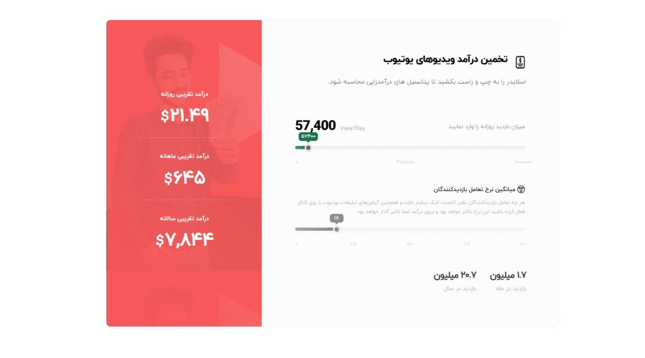 محاسبه درآمد یوتیوبرها با ماشین حساب یوتیوب