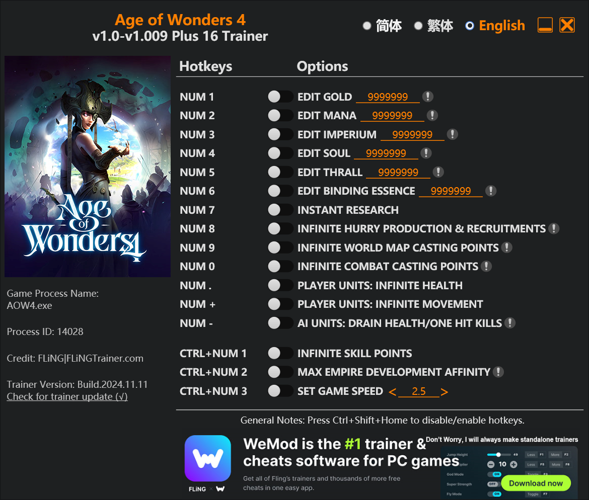 ترینر بازی Age of Wonders 4