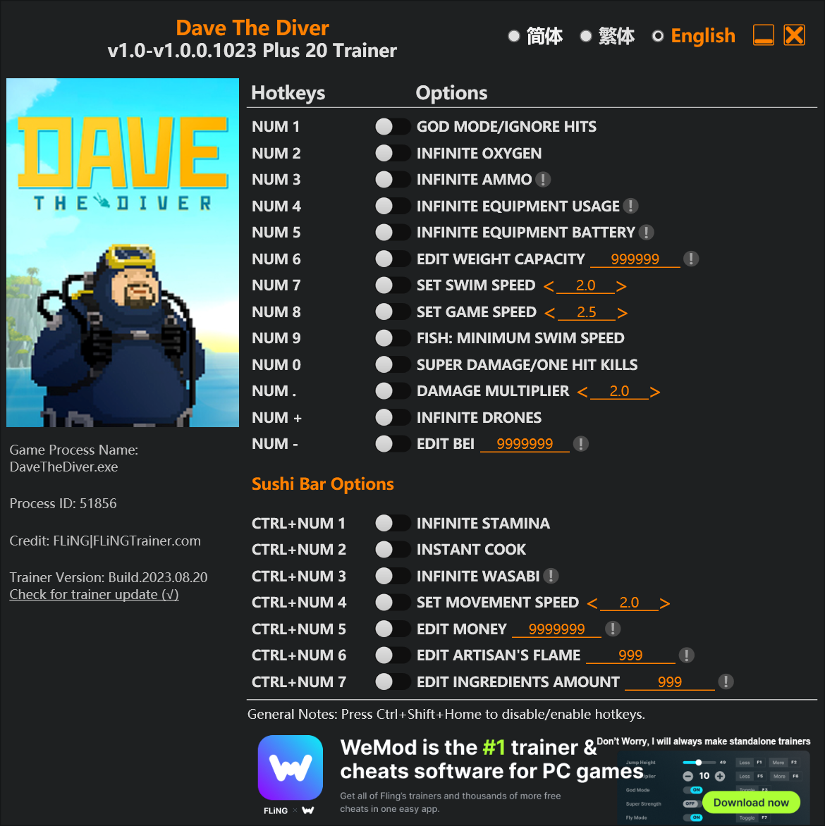 ترینر بازی Dave the Diver