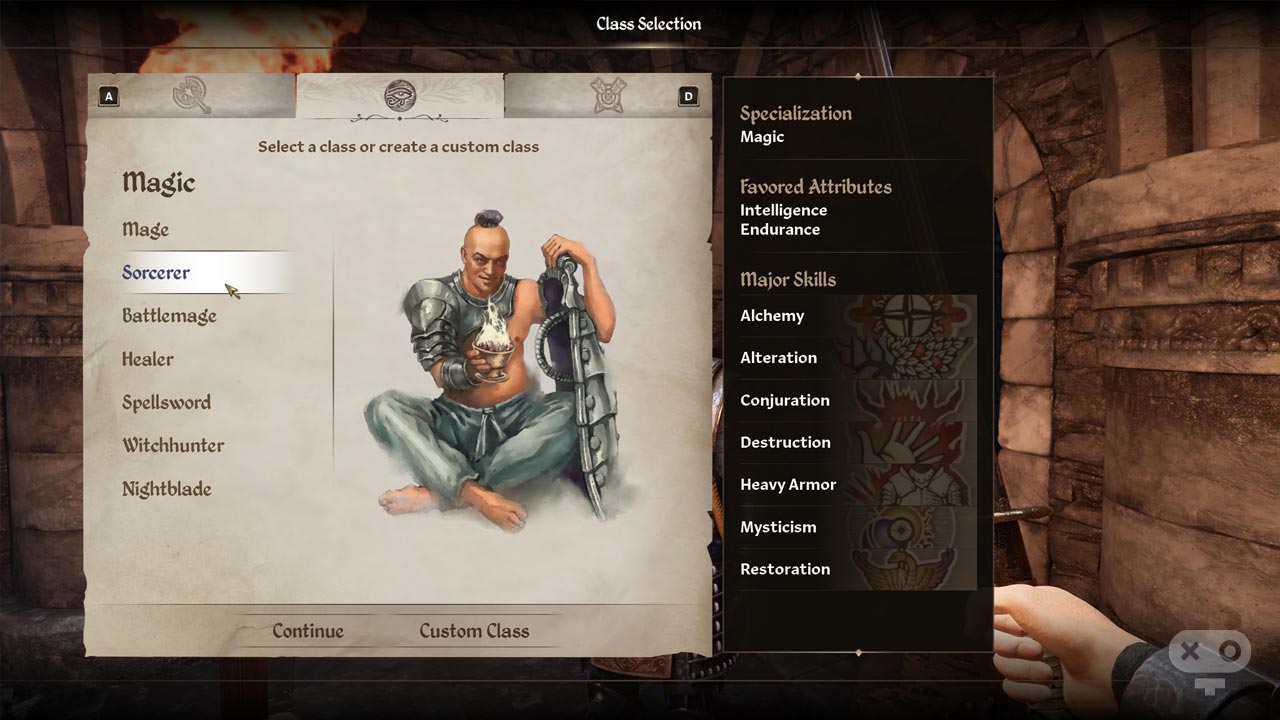 ساختن کلاس دلخواه در بازی The Elder Scrolls Oblivion Remasterd