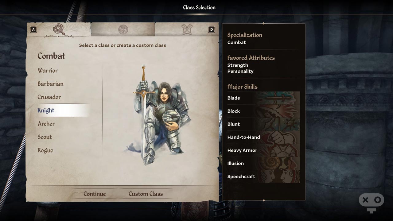 کلاس Knight در لیست بهترین کلاس های بازی The Elder Scrolls Oblivion برای تازه کارها
