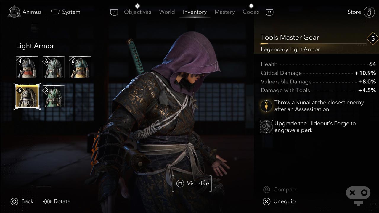 رابط کاربری بازی Assassin's Creed Shadows
