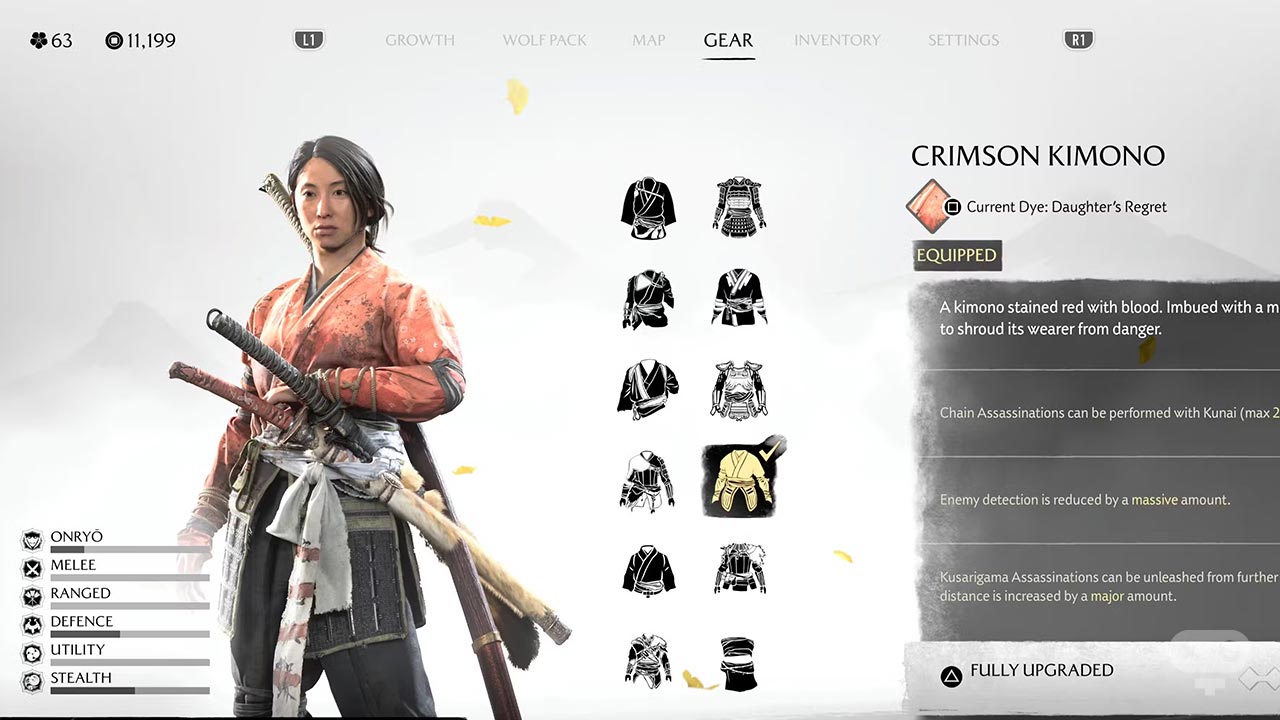 زره Crimson Kimono در لیست بهترین زره و لباس در بازی Ghost of Yotei