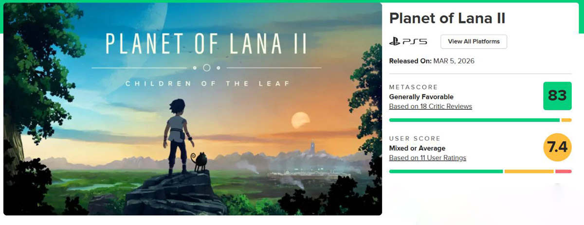 نمره های بازی Planet of Lana 2
