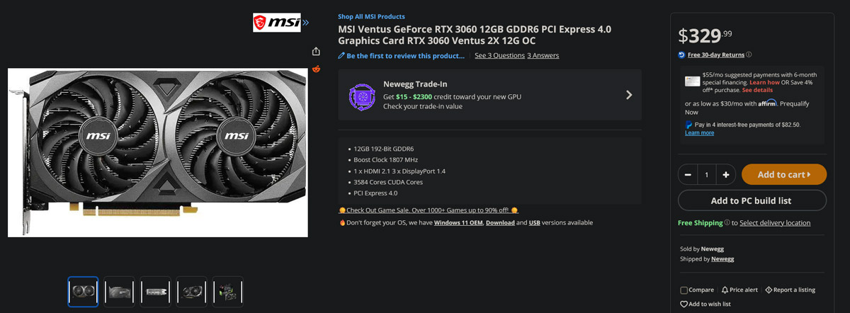فروش RTX 3060 12GB