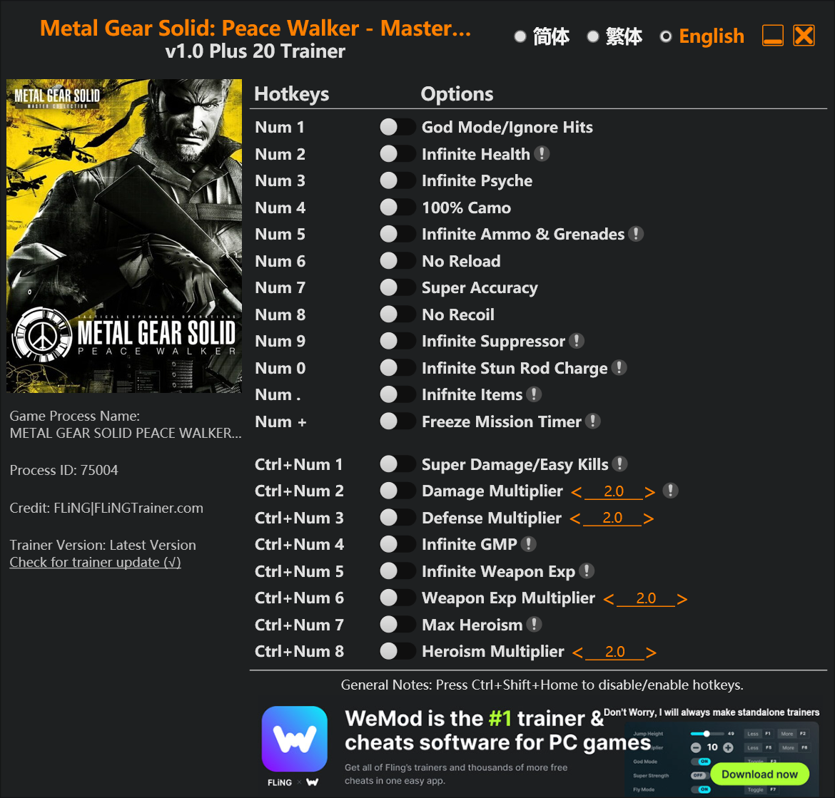 دانلود ترینر بازی Metal Gear Solid Peace Walker – Master Collection Version Vol 2