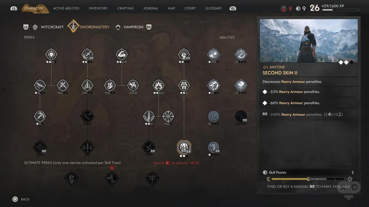 بهتری Perk برای شمشیر در بازی The Blood of Dawnwalker